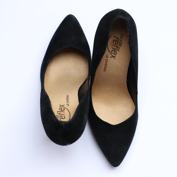 Black Suede Le Chateau Moda Reflex Heels - Picture 1 of 4